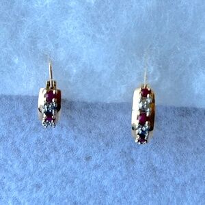 Ruby Cubic Zirconia Hoop Earrings